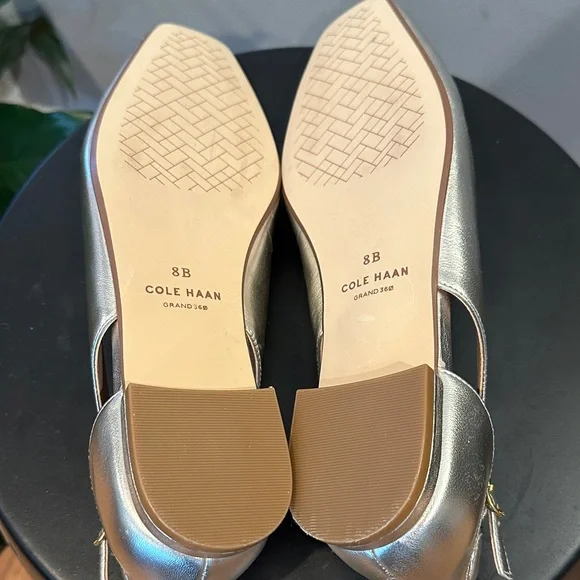 Cole Haan “Bria Cutout” Metallic Soft Gold Slingback Flats - Picture 7 of 7